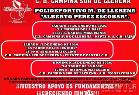 El C.B. Campiña Sur de Llerena vivirá un fin de semana de baloncesto y homenaje
